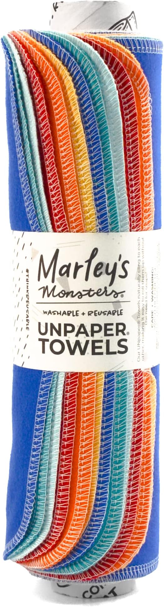 Marley's Monsters UNpaper Towels - 12 Count roll, Reusable Paper Towels Paperless, Cotton, Tree Free (Sunset)
