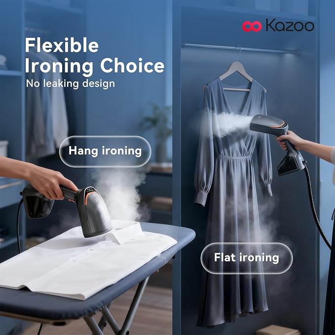 Handheld Steamer for Clothes, 1800W Portable Garment Steamer with 30s Fast Heat, 4 Fabric Modes for Silk/Wool/Cotton/Linen, 255ml Detachable Tank, Wrinkle Remover Iron Press with Lint Brush