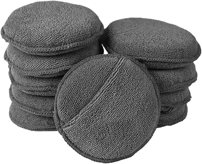 Compatible for 5/10Pcs Car Detailing Applicator Pads Wax Polish Microfiber Round Foam Sponges Soft Cleaning Tools(Grey 10Pcs)
