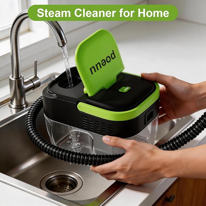 1500W Portable Steam Cleaner,10s Heat-Up,3-Level Adjustable Handle, 1.69 Quarts Large Tank,11 Pcs Accessories, Heavy Duty Steamer for Home Dirt, Grout, Floor, Grease,and Car Detailing