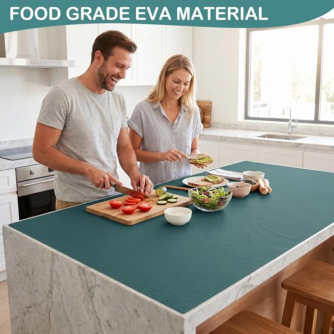 Kitchen Shelf Liner Drawer Liners, Non-Adhesive Refrigerator Liners Waterproof Fridge Mats with Strong Durable Kitchen Cabinets Mat for Drawers, Shelves, Pantry Green 11.8 x 393.7 inches