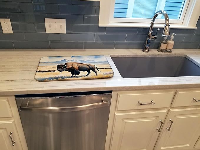 Caroline's Treasures Prairie Bison Dish Drying Mat Absorbent Dish Drying Mat Pad for Kitchen Counter Dish Drainer Mat for Countertop, 14 x 21", Multicolor
