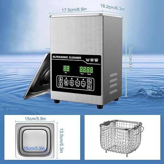 2.5L Ultrasonic Cleaner with Heater & Digital Timer 40KHz Stainless Steel Ultrasonic Jewelry Cleaner for Glasses Dentures Watches Parts Tools Carburetor & Circuit Board - CE/FCC/RoHS Certified
