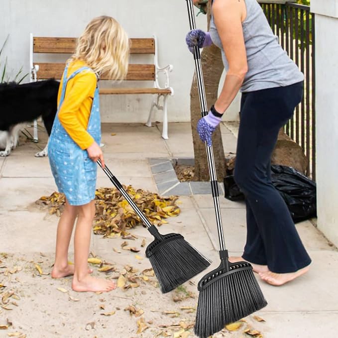 Masthome 56" Heavy Duty Broom with Hard Bristles & Roller Sponge Mop with 3 Absorbent Mop Refills for Floor Cleaning