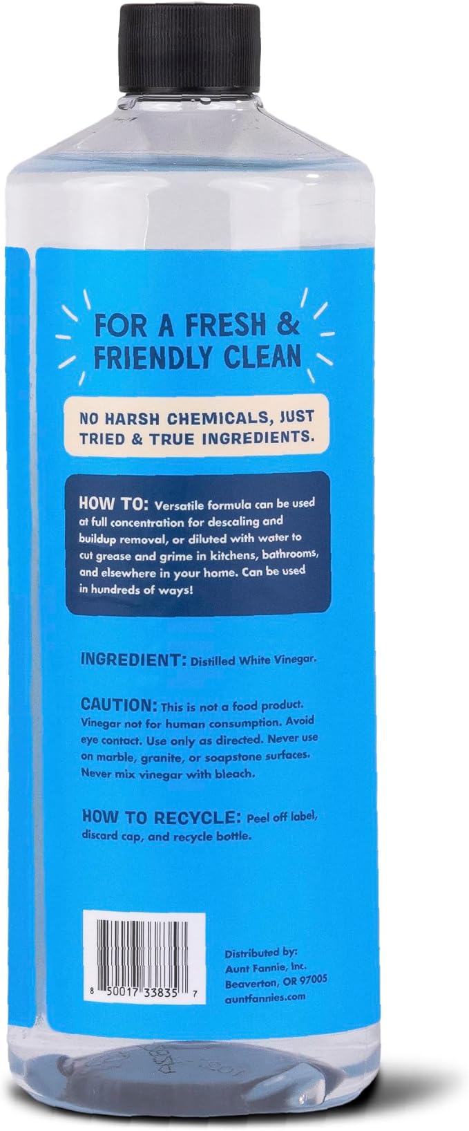 Aunt Fannie's Extra Strength Cleaning Vinegar, 32 Ounce, Multipurpose Household Cleaner, No Added Scents, Dyes, or Other Additives, Pack of 1