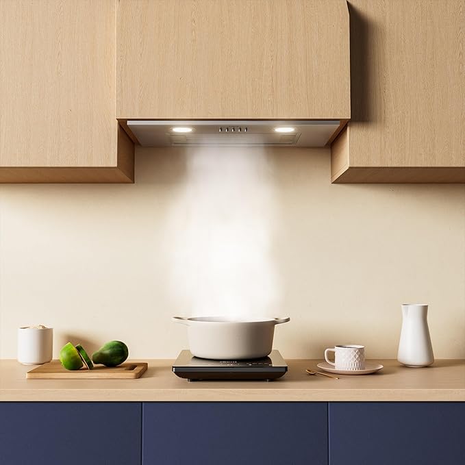 CIARRA Insert Range Hood 20 inch with Push Button Control 650 CFM Black Range Hood Vent with 3 Speed Exhaust Fan