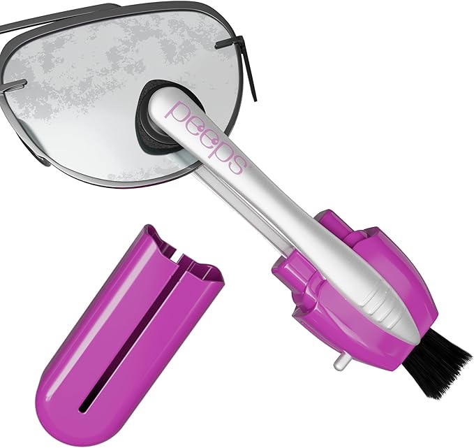 Peeps Glasses Cleaner - for Eyeglasses, Reading Glasses, and More - Lens Cleaner with Carbon Microfiber Tech-Injected Purple-1 Count (Pack of 1)