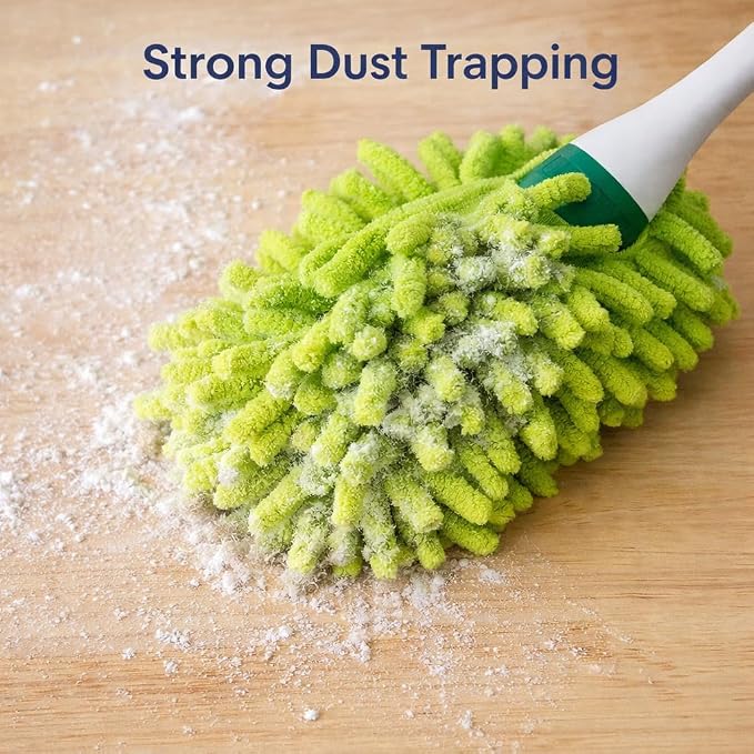 LIBMAN Microfiber Duster for Car Cleaning - 3 Pk Reusable Washable Hand Duster with Handle for Furniture, Screens, Shelves, Blinds - Traps Dust & Allergens