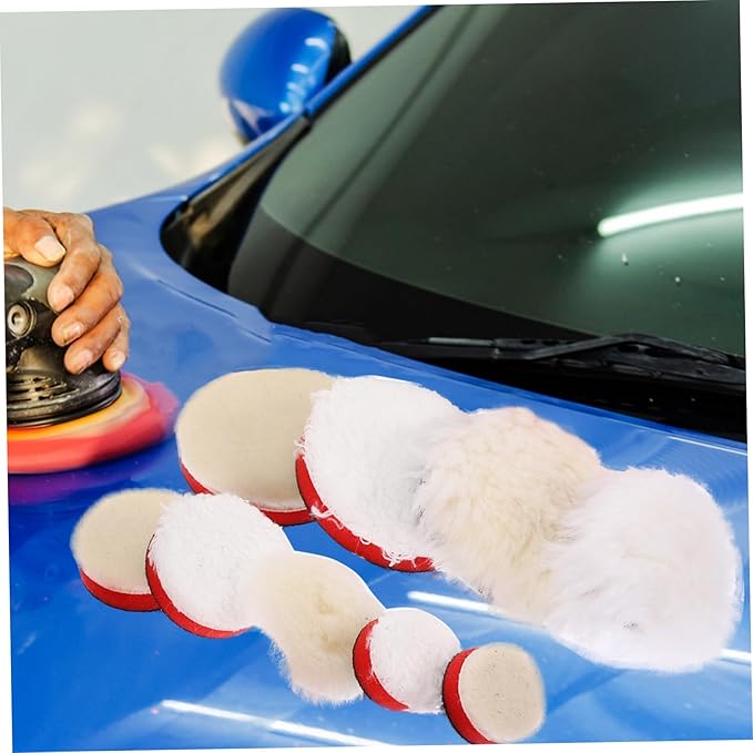 Vaguelly 1set Polishing Pad Kit for Drill Buffing Sponge Wheel Self-Adhesive Waxing Disc Auto Detailing Buffing Pads for Car Scratch Repair and Polishing Finish
