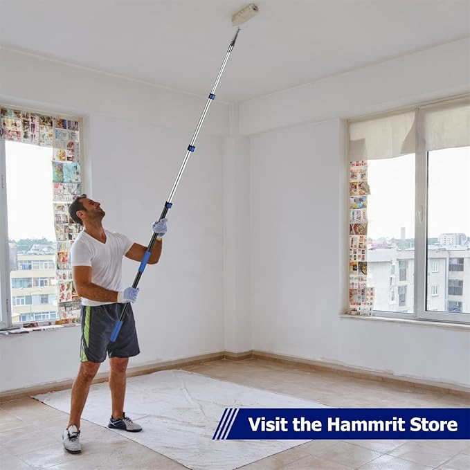 12FT Telescopic Extension Pole | 3-12FT Adjustable Aluminum Paint Roller & Cleaning Pole | Universal Twist-On Metal Tip | Sturdy Multi-Purpose Household Tool for Dusting, Painting & More