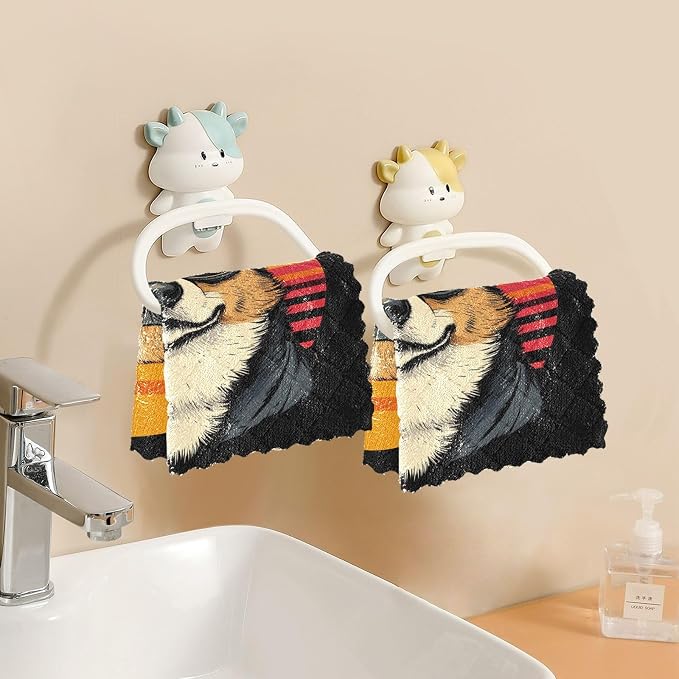 JIPONI 6 Pack Kitchen Dishcloth, Jap Shiba Inu Dog Absorbent Kitchen Towels for Dishes, Fast Drying Microfiber Dish Rags, 11x11 inch