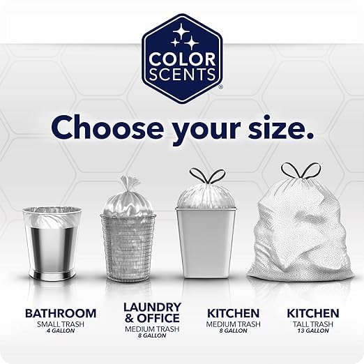 Color Scents 8 Gallon Medium Trash Bags – Scented Garbage Bags for Laundry & Office | 540 Count | Twist Tie | Collection | Made in USA