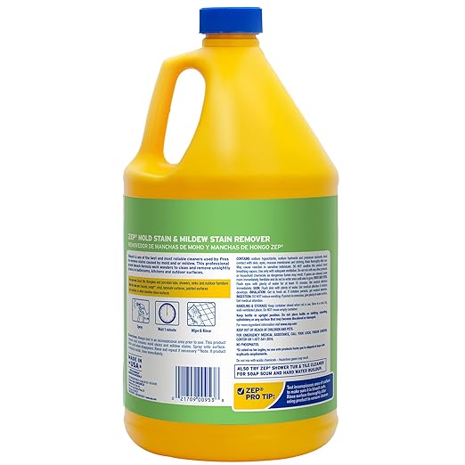 Zep Mold Stain and Mildew Stain Remover 1 Gallon (Case of 2) ZUMILDEW128 - Professional Strength No Scrub Formula