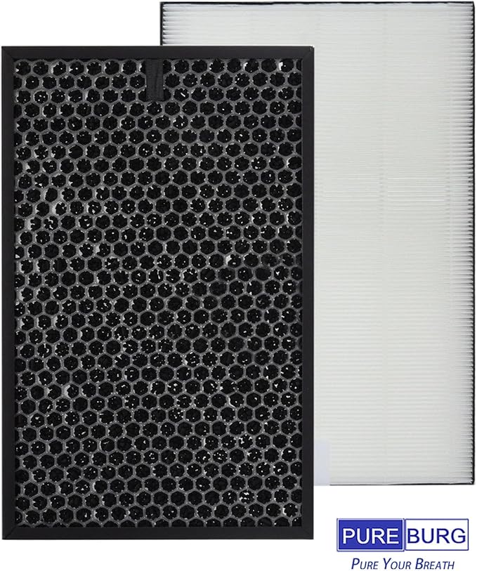 PUREBURG FXJ80UW Replacement Filter Set Compatible with Sharp FZ-J80HFU FZ-J80DFU Fits FXJ80UW FX-J80U-W Plasmacluster Air Purifier,H13 HEPA Active Carbon