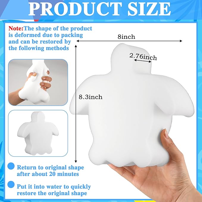 AceOrbit 4 Pack Large Size Hot Tub Sponge Bulk 8.3'' x 8'' x 2.8'' Pool Sponge Oil Absorber for Hot Tub, Spa & Pool, Cute Floating Filter for Soak up Oil & Grime Cleaning Accessories(Turtle)