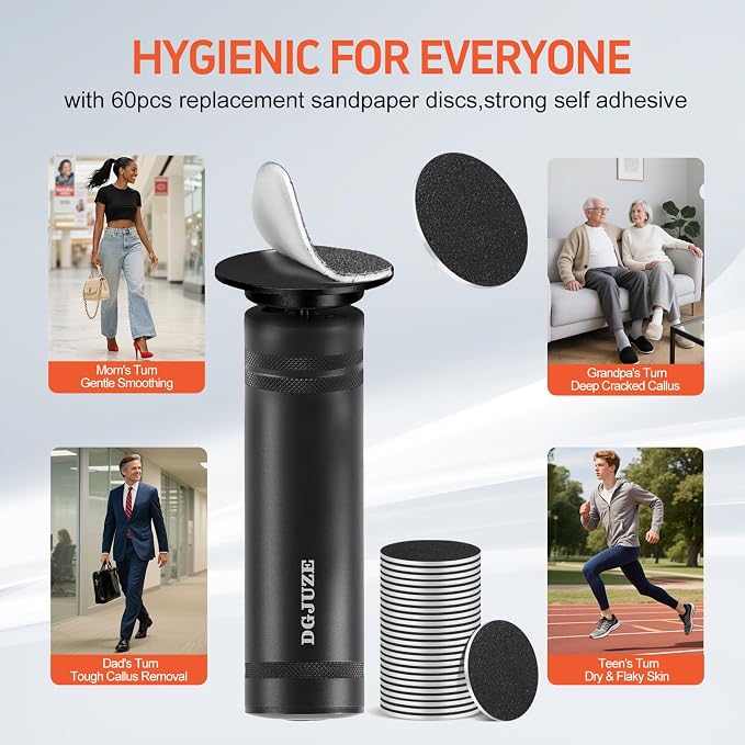 Electric Foot Callus Remover 36W, 1200RPM Heavy Duty Metal Grinder | 36W Motor, 60PCS Sandpaper Discs, Metal Body, Plug-in Corded, for Cracked Heels & Calluses, Home & Salon Pedicure Tool
