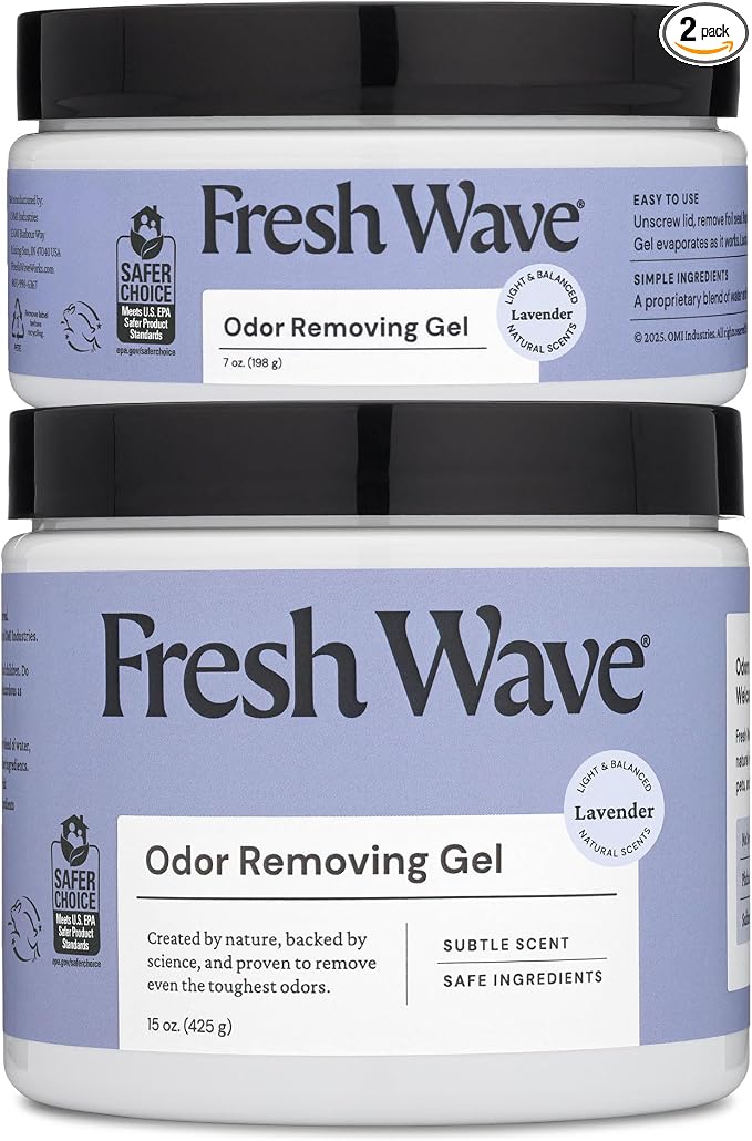 Fresh Wave Lavender Odor Removing Gel, 15 oz. & 7 oz.| Safer Odor Absorbers for Home | Natural Plant-Based Odor Eliminator | Every 7 oz. lasts 30-60 Days | For Cooking, Smoke, Trash & Pets