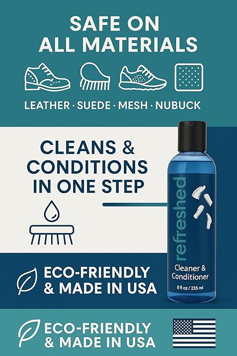 & Conditioner | 1x Cleaning Solution, 1x Brush - Easily Clean Suede, Leather, Nubuck, Canvas and Mesh Shoes - White Sneakers | Shoe Cleaning Kit