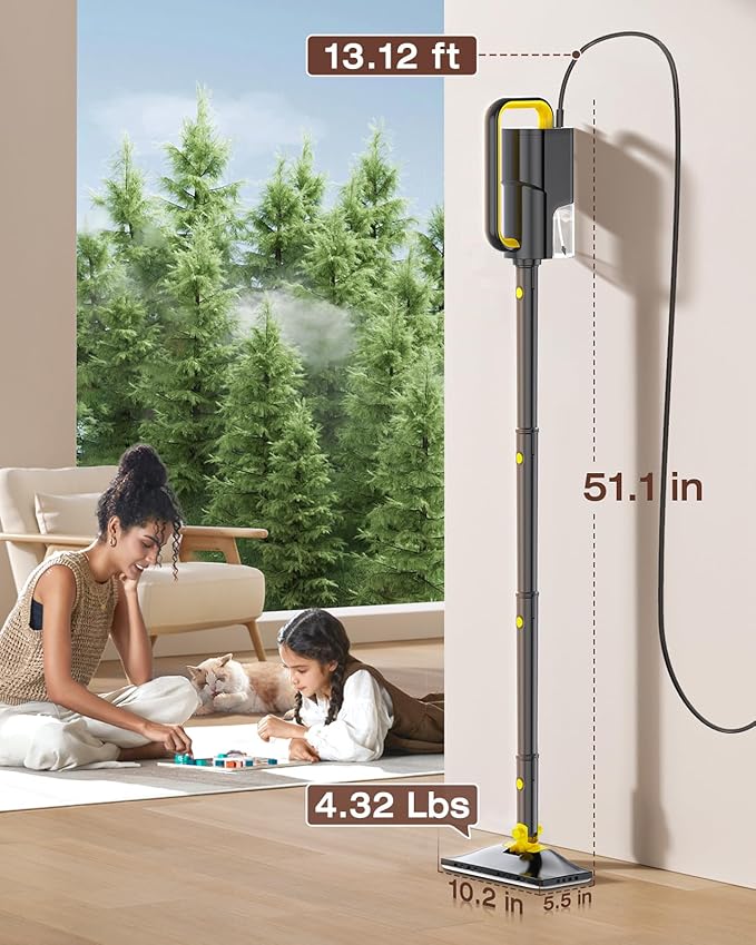10-in-1 Steam Mop with Detachable Handheld Steamer, 350ml Tank, 10s Heat-Up, 248°F Steam Cleaner, 2-Level Control and Swivel Head for Floors, Carpets, Tiles, BBQ grill Multi-Surface Dark Grey