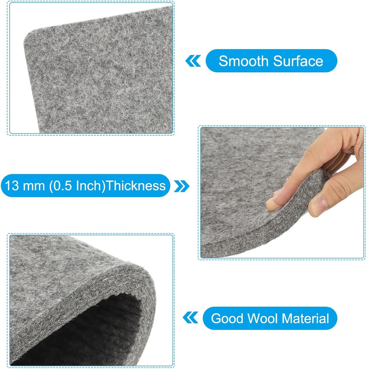 PATIKIL Wool Pressing Mat, 8.5" x 8.5" Wool Ironing Pad Blanket 0.5" Thickened Heat Resistant Quilting Ironing Pad for Quilters Sewing Craft, Grey