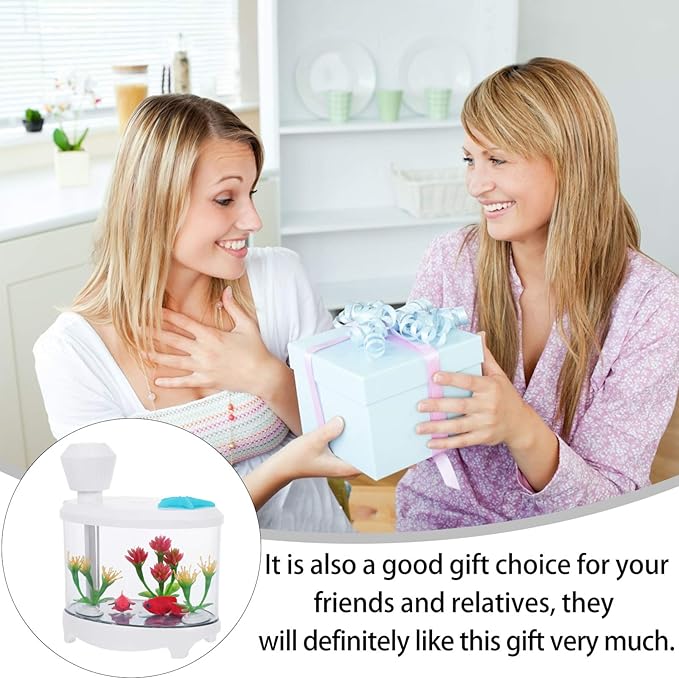 Healifty USB Humidifier Creative Fish Tank Plant Essential Oil Diffuser Household Mini Air Humidifier Night Light for Gifts Home Office Decor