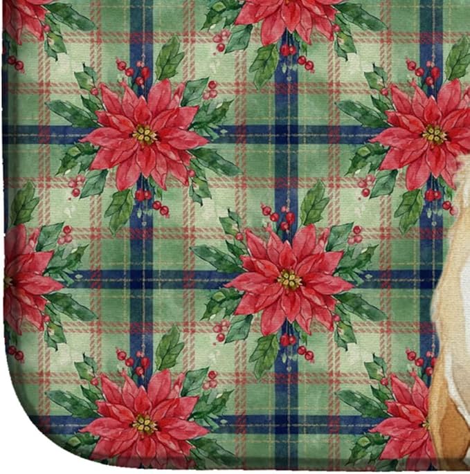 Caroline's Treasures Wheaten Irish Wolfhound Christmas PoinsettIas Dish Drying Mat Absorbent Dish Drying Mat Pad for Kitchen Counter Dish Drainer Mat for Countertop, 14 x 21", Multicolor