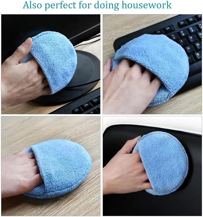 Compatible for 5Pcs Car Detailing Applicator Pads Care Foam Sponges Cleaning Tools Waxing Polish Soft Microfiber Round Pocket(Blue)