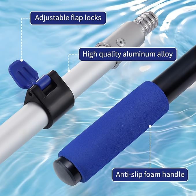 Telescopic Pole 16 FT Aluminum Extension Pool Tool with Flip-Lock Equipped with Universal Accessories, Telescoping Pole for Cleaning, Dusting and Painting