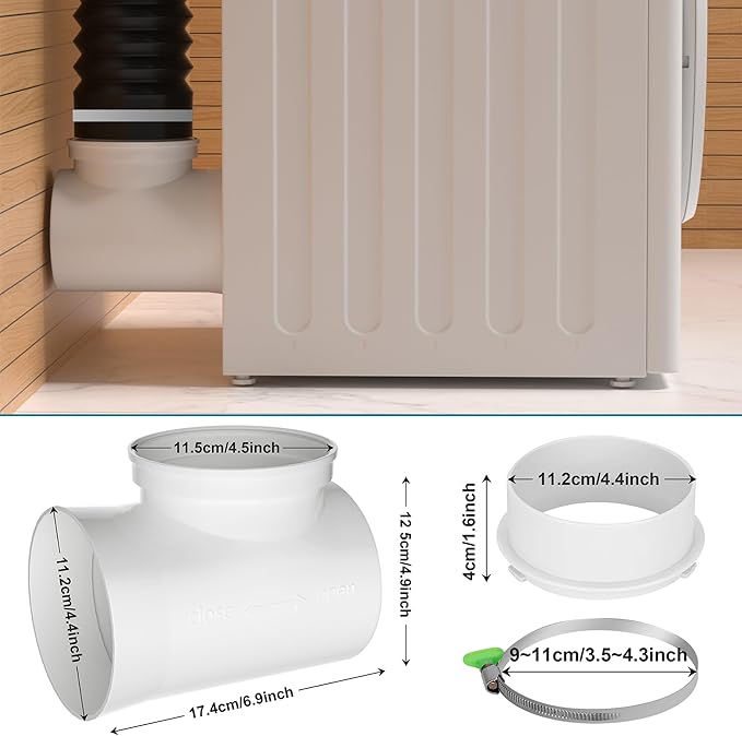 Dryer Lint Trap Indoor Vent Kit, 90 Degree Elbow Metal Lint Catcher Box with Vent Duct Hose Clamps, Sealing Tape, Cleaning Brush & Filter Screens, Space Saving Dryer Vent Connector Set