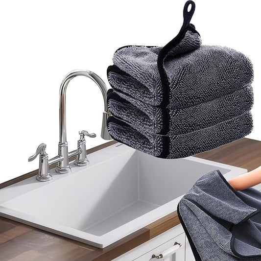 Shiny Cleaning Wipes, 3Pack Shiny Cloths Drying Towels,Shower Doors Drying Towels,16 * 16" Streak Free Glass Window Car Mirror Super Absorben Microfiber Cleaning Cloths (3pcs Grey 16 * 16″)