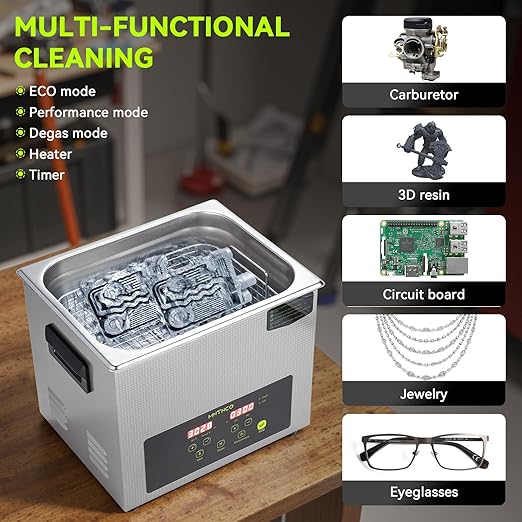 Commercial Ultrasonic Cleaner, ECO Mode, Heating, Degas Mode, ECO Energy-Saving Ultrasonic Cleaning Machine Excellent for Labs,Carburetor,Jewelry,Dentures,Automotive & Industrial Parts. (15L)