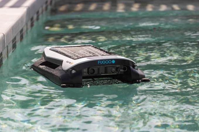 Fugoo SolarVac | Solar Powered Cordless Pool Vacuum Cleaner with Smart App Control, 30+ Hr Battery Life, Four Cleaning Modes, Auto Navigation, Anti-Collision