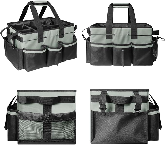 Wearable Cleaning Supply Organizer Caddy Bag, Storage Tote with Handles & Adjustable Shoulder Strap,Heavy - Duty Nylon,Cleaning Supplies Organizer with Divider for Housekeeper & Cleaners