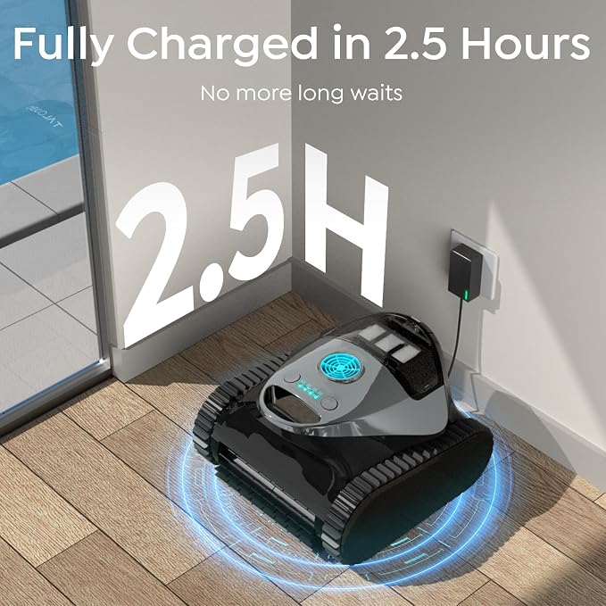 C1 Cordless Robotic Pool Cleaner with 180Mins, Wall Climbing & Waterline Cleaning, Long Runtime, Dual Layers, Automatic Pool Vacuum with APP, Multi Cleaning Modes and Paths, Transparent Slate Navy