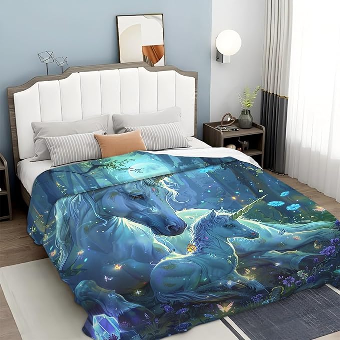 Tijuboni Unicorn Throw Blanket Unicorn Gifts for Girls Women Boys Men Kids Adults Soft Flannel Fleece Blanket for Couch Sofa Bed Home Decor 50"x60"