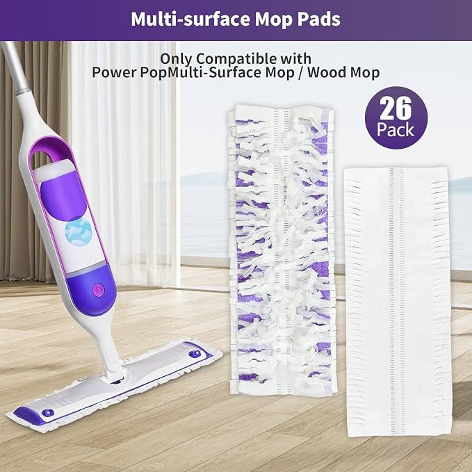 26 Pack Disposable Mopping Pads Refills for Swiffer PowerMop, Replacement with Power Mop Refills Power Mop Pads, Spray PowerMop Mopping Pad Refills for Floor Cleaning