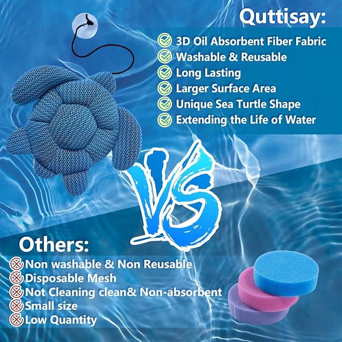 Quttisay Hot Tub Scum Absorber for Spa Hot Tub,Hot Tub Accessories for Adults,Hot Tub Sponge.Hot Tub Oil Absorbing Sponge for Spa & Pool Cleaner,Hot Tub Turtle Scum Absorber Keeps Water Clean,1 Pack