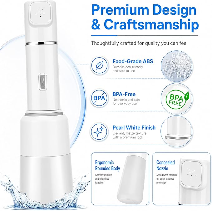 Electric Portable Bidet 800mAh, Rechargeable Portable Bidet for Travel 450ML, IPX7 Waterproof, Convenient for Travel, Camping, Hiking, Outdoor Enthusiasts & RV Users