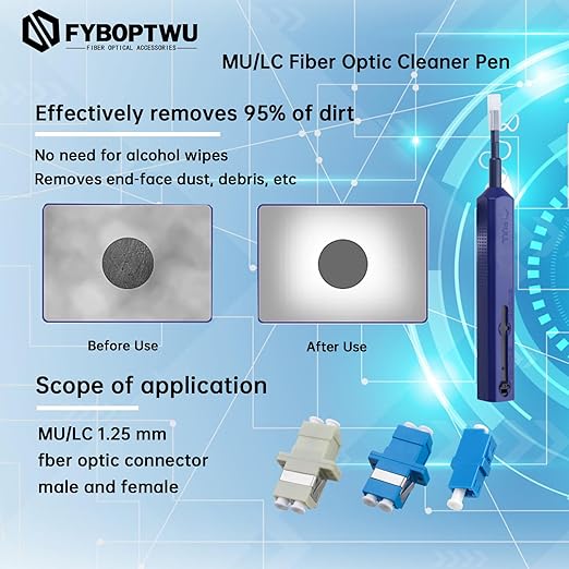 1 pc Fiber Optic Cleaner Fiber Optic Tools Cleaing Pen for LC/MU 1.25mm Connector Over 800 Cleans Fiber End Face Cleans & Optical Connector Cleans