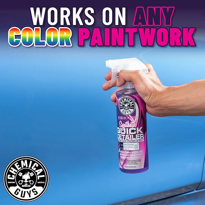 Chemical Guys WAC21116 Synthetic Quick Detailer, Extreme Slick Polymer Detailer 16 fl oz with MIC_506_03 Professional Grade Premium Microfiber Towels, Gold 16" x 16", Pack of 3