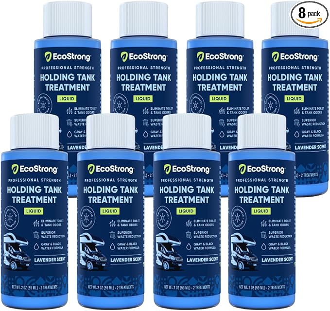 Eco Strong RV Toilet Treatment | RV Black Tank Treatment | RV Holding Tank Digestor, Odor Eliminator, and Cleaner | Perfect for Campers, RVs, Boats, 16 Treatments, Lavender