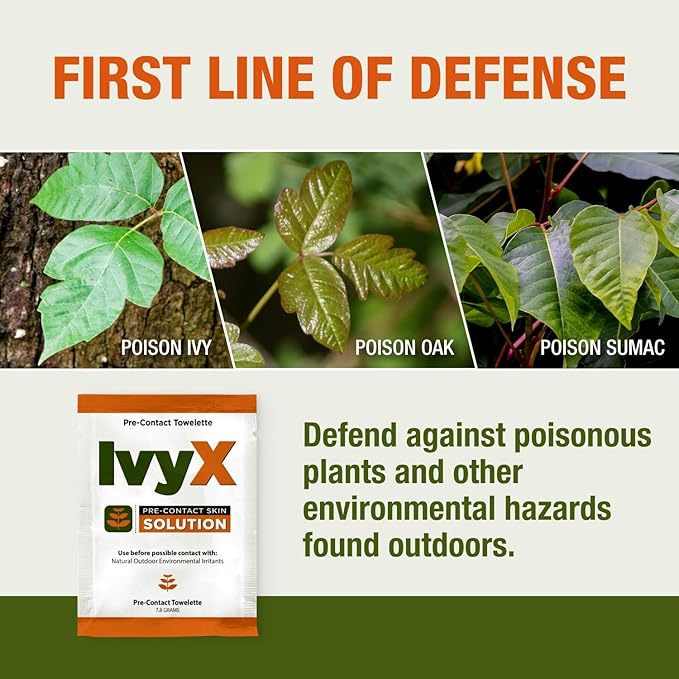CoreTex Ivy X Pre-Contact Poison Ivy Wipes - Bulk Pack of 100 Single-Use Barrier Wipes to Help Prevent Itchy Rashes - Also Works on Poison Oak & Sumac Oils - Quick Dry & Chalk-Free Formula