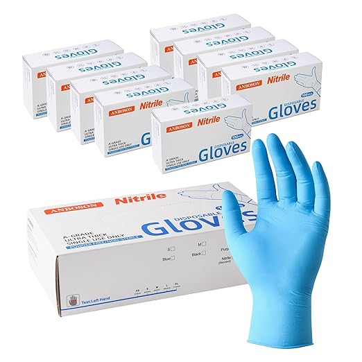 ANBOSON Nitrile Exam Gloves 6mil – Latex-Free, Powder-Free, Textured for Cleaning and Food Handling(Blue of 1000, Medium)