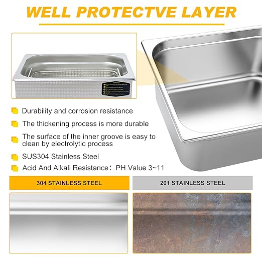 15L Ultrasonic Cleaner Dual-Frequency Professional Digital Stainless Steel Cleaning Machine with Heater Timer for Carburetor, Parts, Circuit Board, Glasses, Denture, Jewelry