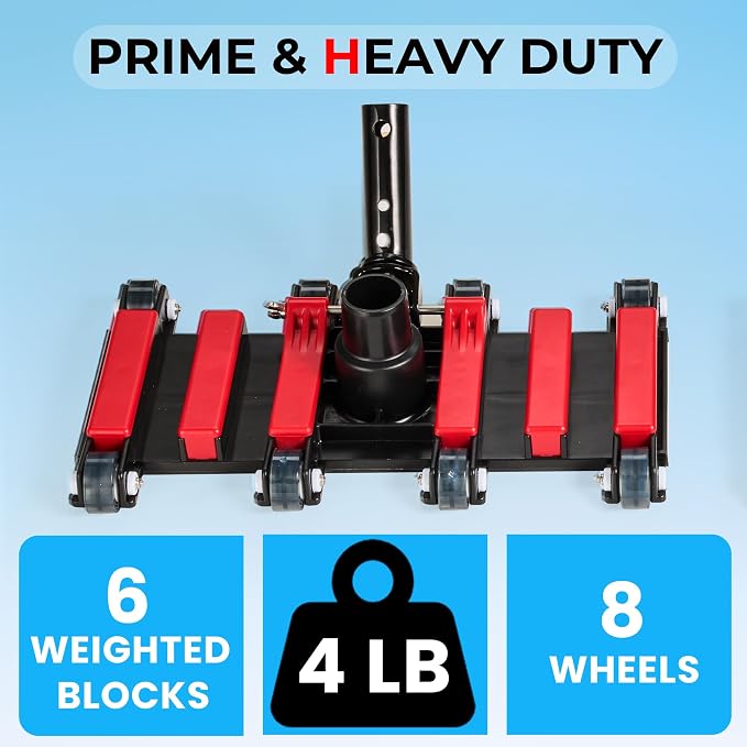 Sepetrel Commercial Grade Pool Vacuum Head with Wheels,14" Extra-Wide & Weighted Flexible Heavy-Duty Vac Cleaner for Effortless, Deep Cleaning