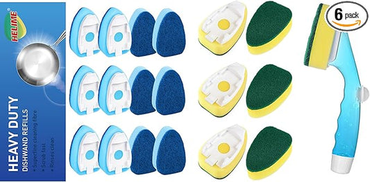 Dishwand Refills Sponges Refill, Dish Wand Replacement Heads, Heavy Duty Scrub Dots Brushes Soap Dispenser,Non Scratch Dishwand Refills Handle