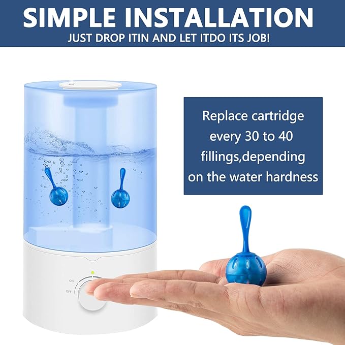 Humidifier Cleaner Ball, 10 Pack, Silver Ion Humidifier Tank Cleaner, Prevents Hard Water Build-up & Mold, Long-Lasting Water Purifier for All-Season Use, Fits Most Humidifiers, Fish Tanks & Vases