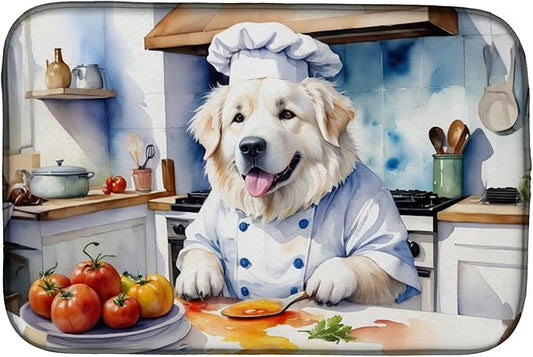 Caroline's Treasures DAC6261DDM Great Pyrenees The Chef Dish Drying Mat Absorbent Dish Drying Mat Pad for Kitchen Counter Dish Drainer Mat for Countertop, 14 x 21", Multicolor