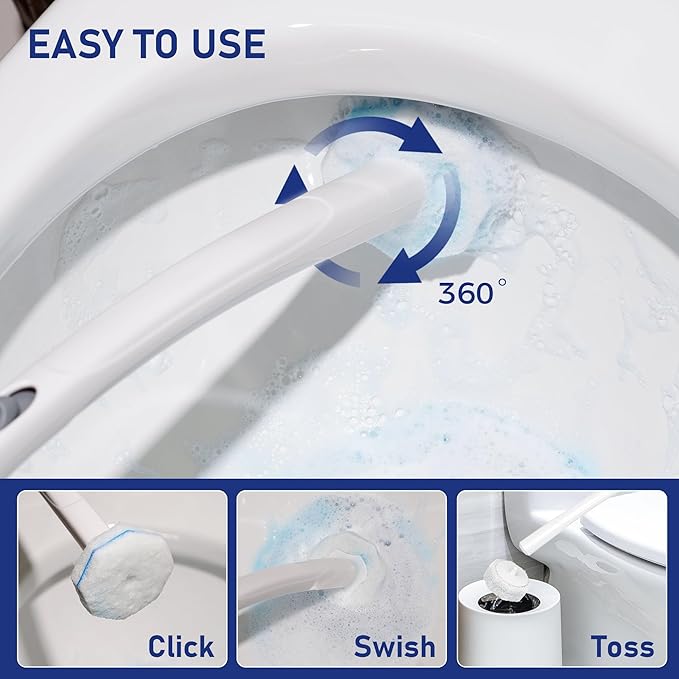 50 Count Toilet Wand Refills Compatible with Clorox Disposable Toilet Brush Heads for Most Toilet Brushes to Cleaning Toilet and Bathroom