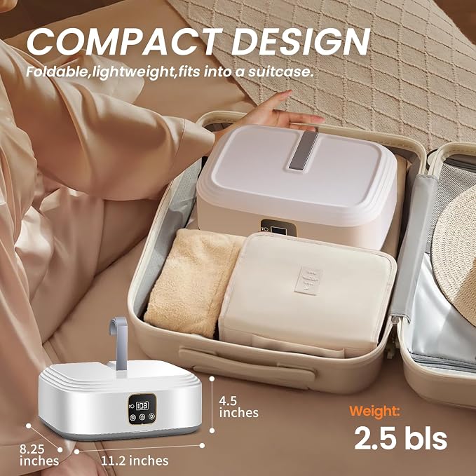 Portable Clothes Dryer, Mini Dryers for Laundry, Small Foldable Electric Compact Drying Machine for Travel,RV, Home and Apartment, with Remote Control and Dry Bag